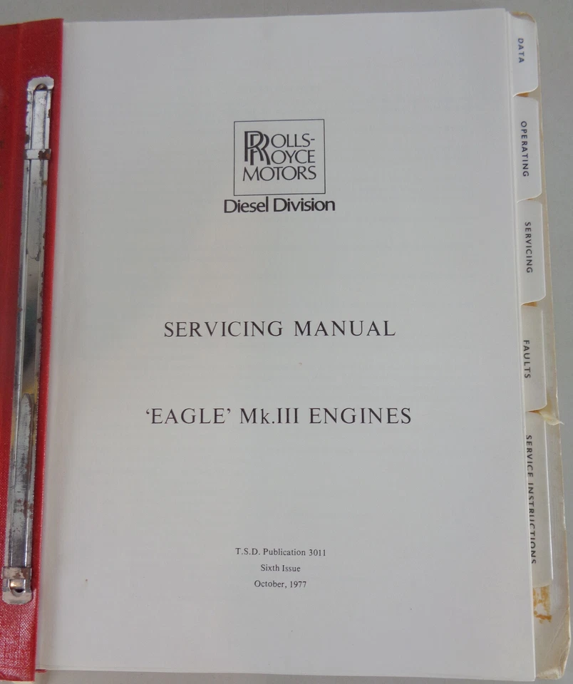 Manuale Officina/Servizio Manuale Rolls Royce Motore Diesel Eagle Mk. III - Immagine 2 di 4