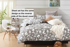 leafy vines 4pc cotton sheet set: 1 fitted sheet, 1 flat sheet  2 pillowcases