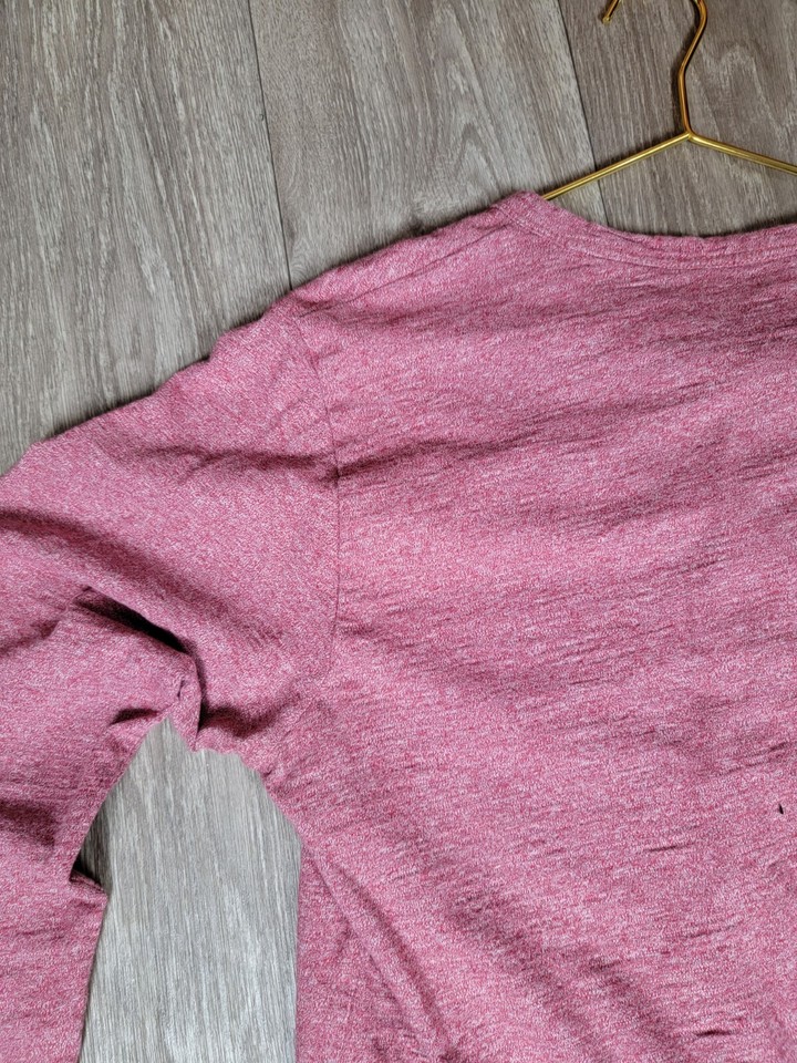 Bonobos Henley Long Sleeve Pullover Shirt Standard Fit Red Cotton Mens