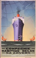 affiche poster anvers compagnie maritime belge
