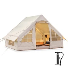 Inflatable Camping Tent with Pump, Glamping Tents, Easy Setup 4 Season 