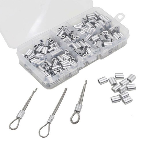 150pcs Wire Rope Double Barrel Ferrule Crimping Pliers Set Stainless Steel Tools - Picture 10 of 12