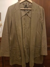 Lovely M&s Autograph Khaki Flax Linen Jacket Size 8 Oversized Will Fit 10 New