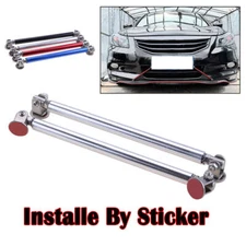 8"-10" Silver Adjustable Front Bumper Lip Splitter Rod Strut Tie Bar Support