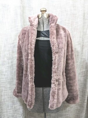 Vintage Paris Blues Faux Fur Pink Mauve Jacket Lined Fairy Grunge
