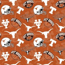 NCAA University of Texas Tone on Tone TX-1178 Cotton Fabric by the Yard