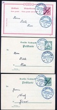 DOA Ganzs. Mi.P6,P9,P13 Bf., Orts-Postkarten, je klare Stempel in Blau (6160/42)