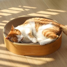 Cat Scratcher Cardboard Lounge Bed, 2-in-1 Cat Scratch Pad, Oval Cats Scratch...