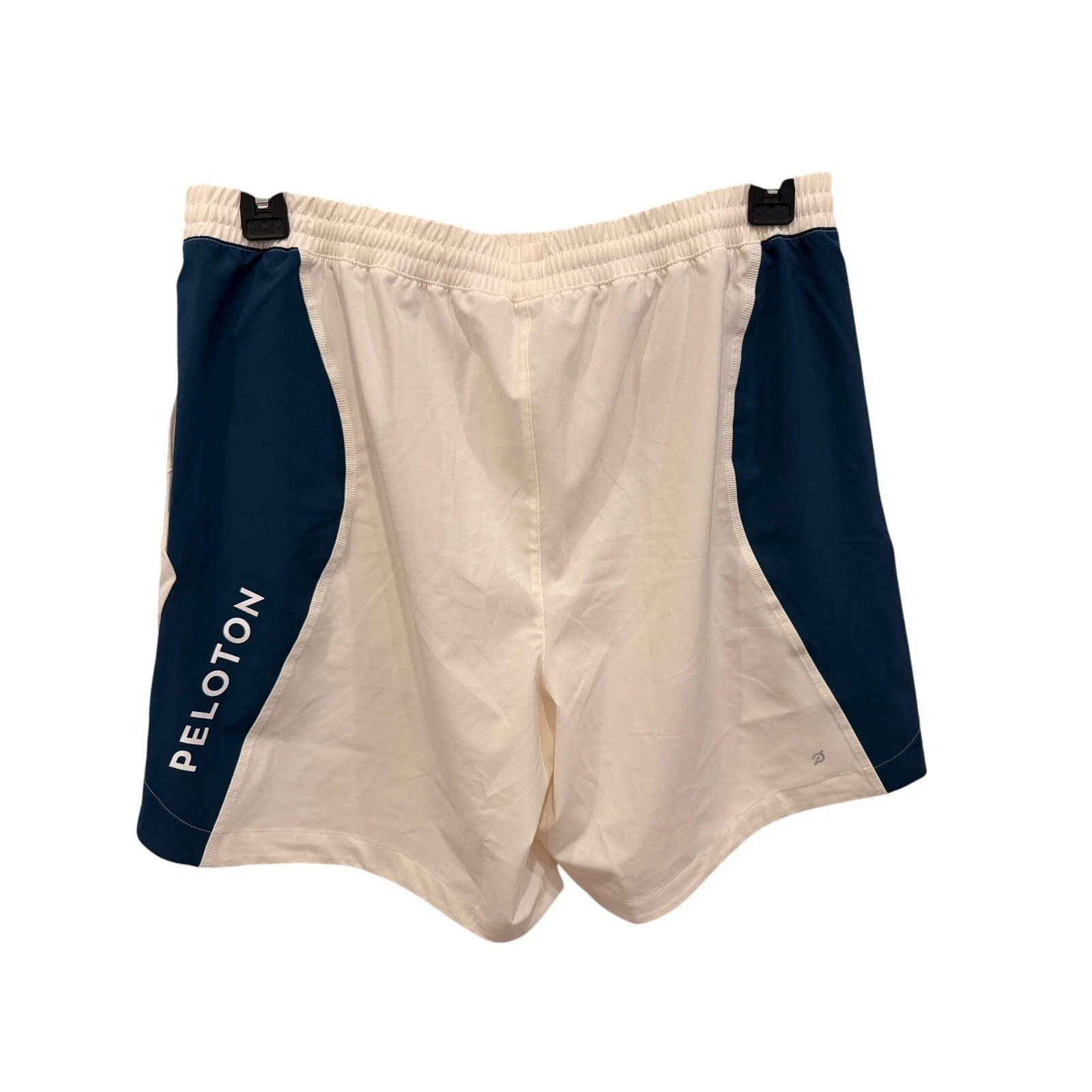 Peloton Men's Athletic Shorts White Navy Logo Gym Workout Running Size L