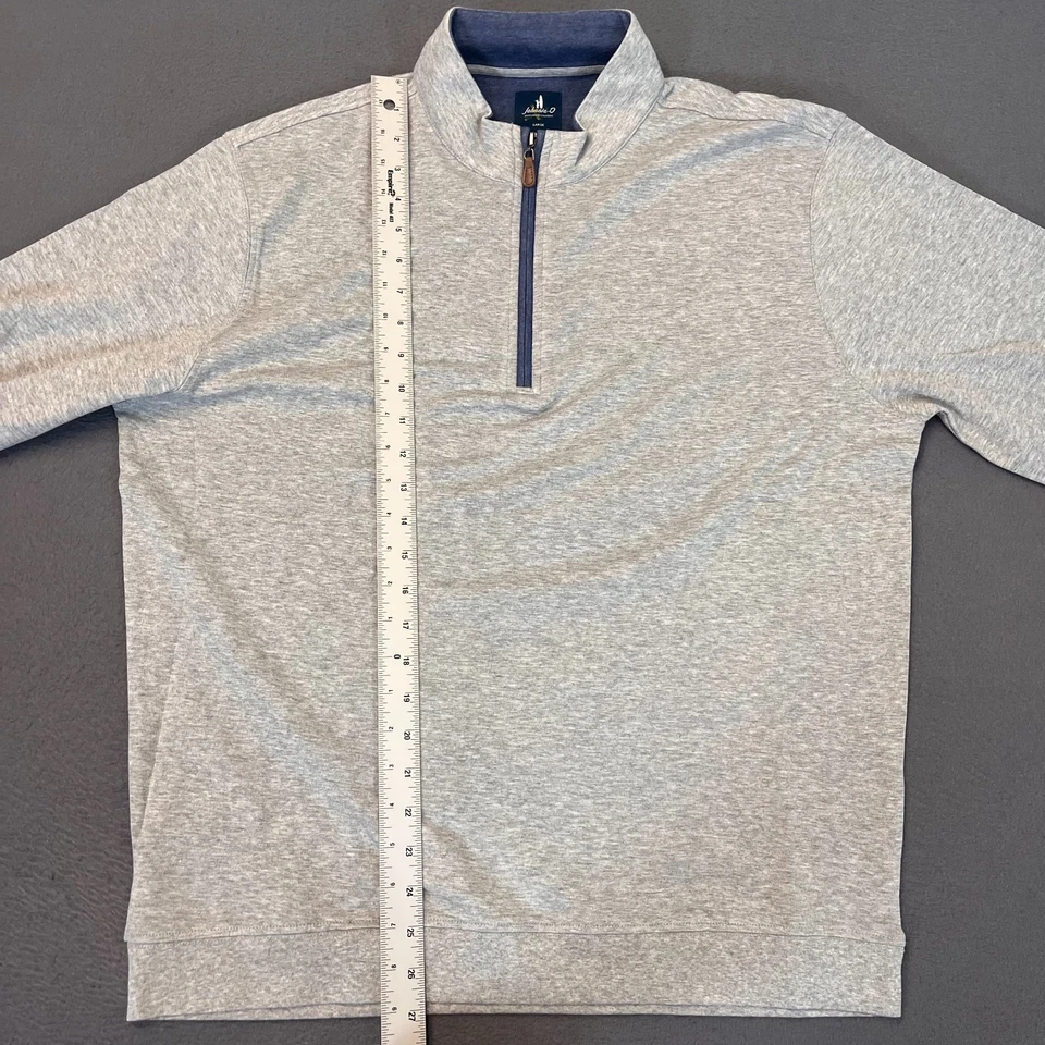 johnnie-O Mens Sz Lg Sully 1/4 Zip Pullover Light Gray Blue Wrinkle Resistant - Image 4 of 4