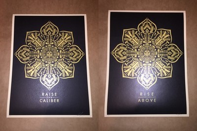 Shepard Fairey OBEY Raise the Caliber Rise Above Set of 2 Poster Print Signed #d