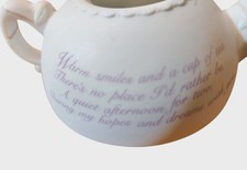 Vintage Precious Moments Heart Lid Small Bisque Teapot