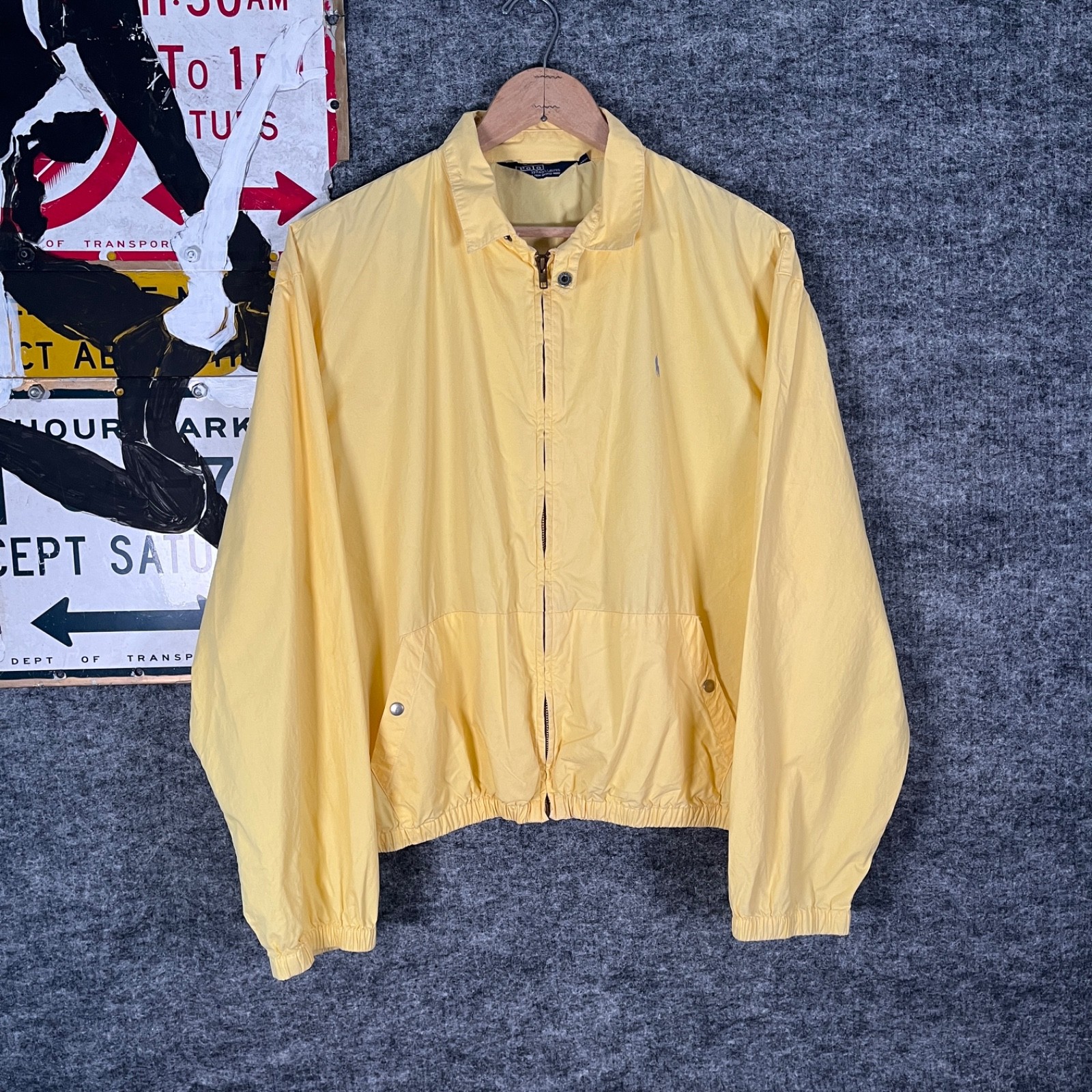 Vintage Polo Ralph Lauren Harrington Jacket Size XL Yellow USA Made Bomber 90s