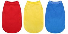 3 Pieces Plain Dog Shirt Sleeveless Puppy Cotton Dog Shirts Breathable Pet Ap...