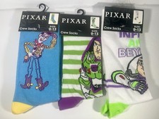 Disney Pixar Toy Story Themed Crew Socks Size 9-13 Woody Buzz Light Year
