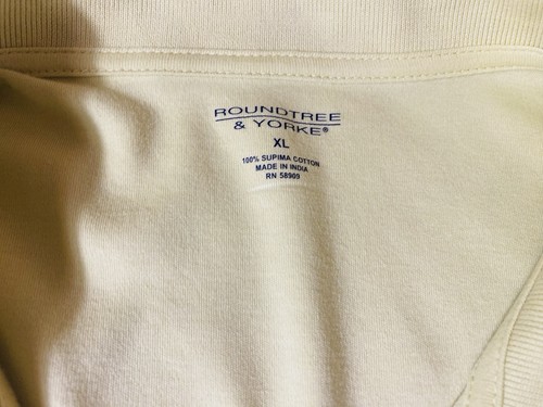 Roundtree & Yorke Polo Shirt Mens XL Yellow Short Sleeve W/ Front Pocket - Picture 5 of 7