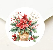 POINSETTIAS BOUQUET CHRISTMAS FLOWERS FAVORS SCRAPBOOK STICKERS ENVELOPE SEALS