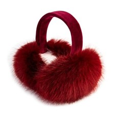 Winter Women Earmuffs Furry Faux Fur Ear Muffs Fluffy Comfy Ear A-wine Red