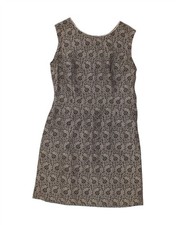 VINTAGE Womens Sleeveless Sheath Dress UK 12 Medium Black Floral AI10