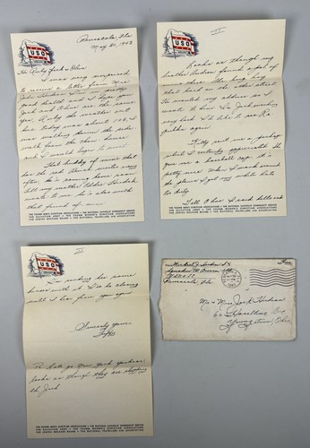 WWII USO Letter 1943 Pensacola FL Army Air Forces AAF Soldier Mail