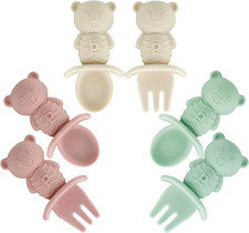 6 Pack Baby Led Weaning Spoons Forks 6 Months  Silicone Baby Spoons and Fork S
