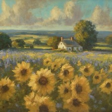 Paint by Numbers Kit for Adults, Rural Sunflowers Canvas Adult Paint by Number K