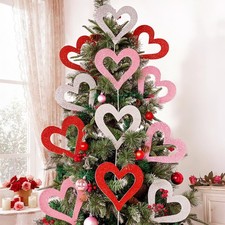 Valentines Day Decorations Tree Ornaments: 12 pcs Large, Red, Pink and White