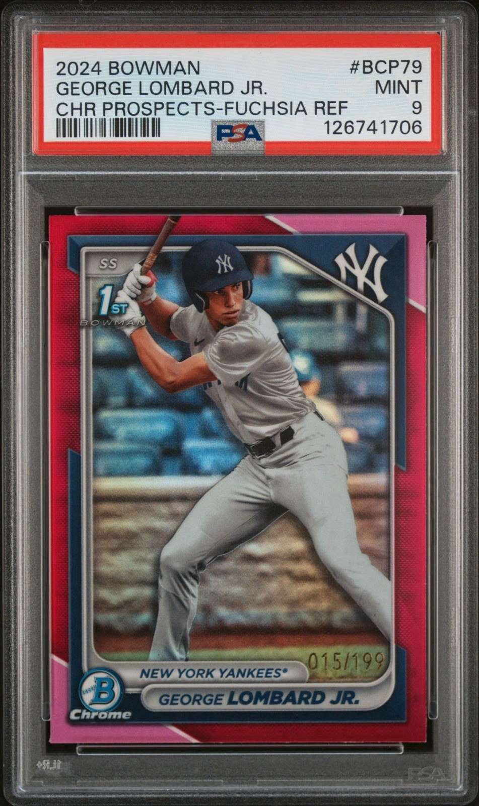 George Lombard Jr. 2024 Bowman Chrome Prospects #BCP-79 FUCHSIA REF  /199 (RC)