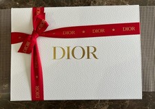 CHRISTIAN DIOR Empty White Textured Gift Box 12.5 x 9 x 4.5 Lunar NY Red Ribbon