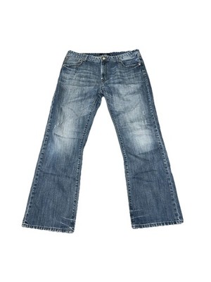 Marc Ecko Jeans Men 38x34 Bootcut Distressed Y2K Med Wash Cut & Sew Skull