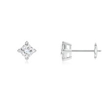 Princess-Cut Lab-Grown Diamond Stud Earrings in 14K White Gold 0.5 ctw, 3.5mm 