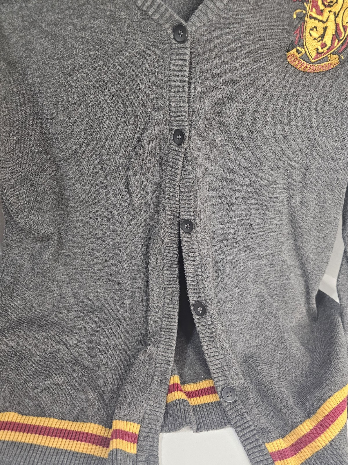 Harry Potter Gryffindor Women's Cardigan Sweater Gray Yellow Red XL