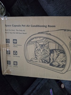 Pecute Space Capsule Cooling Igloo/Cave Cat Bed House, Gray, Foldable