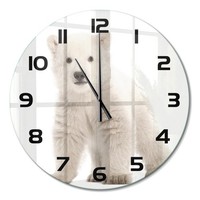 Glasuhr Design-Wanduhr Mit FließEnden Zeigern EisbäR Schwarze Zeiger Fi60 Cm