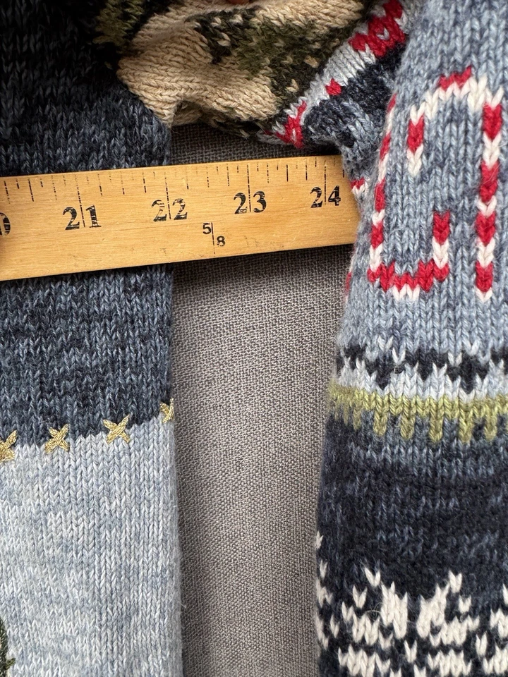 VTG 90s Heirloom Collectibles Sweater Large Cardigan Christmas Full Zip Blue - Image 3 of 4