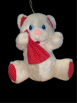 Vintage Etone Plush 1985 White Red Sad Crying Teddy Bear Stuffed Plush Korea 10 