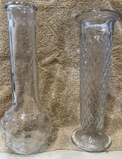 Set Of Two Vintage Clear Glass Vases Perfect For Weddings, Events, Or Home