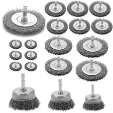 Wire Brush Set 20 Pcs, 1/4 Inch Hex Shank Wheel for Drill, Carbon Steel Brush...