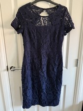 Dorothy Perkins Navy Blue Gorgeous Lace Dress Size 10 Fast Delivery