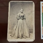 Civil War CDV Photo  Woman In A Long Dress. Mrs. W.B. Andrus Amboy Illinois