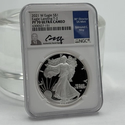 2021 W Silver Eagle NGC PF70 Ultra Cameo Edmund Moy Signed Label Type 2