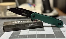 MTech Assisted Folding Knife 3.25" 3Cr13MoV Steel Blade Green Aluminum Handle