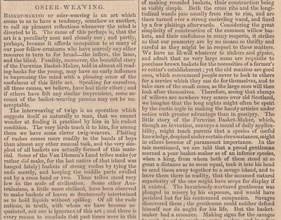 1843. BASKET WEAVING, OR OSIER WEAVING. FEATURED IN CHAMBERS' EDINBURGH JOURNAL.