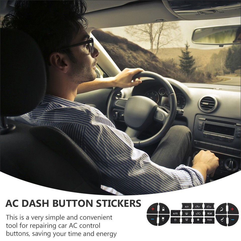 3 Sheets Car Button Sticker Repair AC Dash Stickers Replacement Decal ...