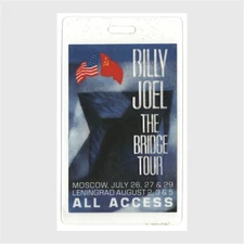 Billy Joel 1986 The Bridge Concert Tour All Access Foil Laminated Backstage Pass