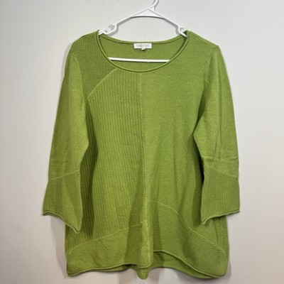 Habitat Clothes To Live Ripple Effect Tunic Sz M Green Sweater Lagenlook Oversiz