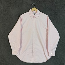 Brooks Brothers Shirt Mens 16 33 Pink Check Oxford Cloth OCBD Long Sleeve Preppy