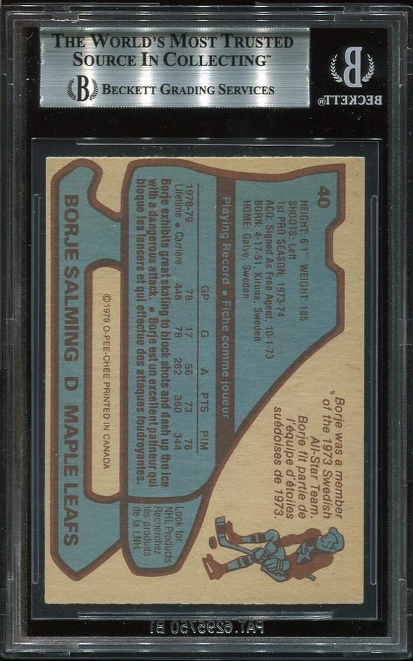 LEAFS HOF BORJE SALMING signed autographed 1979 OPC CARD BECKETT (BAS) - Image 2 of 2