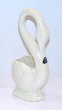 Hollywood Ware 1940s Bone White 11.5" SWAN Figural Vase CALIFORNIA POTTERY CA Hollywood Ware 1940s Bone White 11.5" SWAN Figural Vase CALIFORNIA POTTERY CA