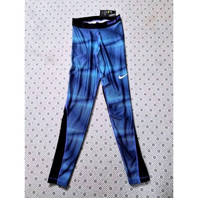 NWT Nike Pro Cool Women's Training Tights Blue/Black Geometric Print
